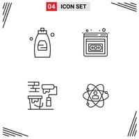 Mobile Interface Line Set of 4 Pictograms of bathroom paint soap investment development Editable Vector Design Elements