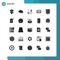Modern Set of 25 Solid Glyphs Pictograph of data internet electricity globe earth Editable Vector Design Elements