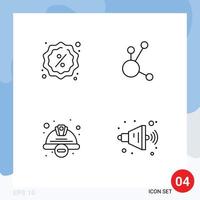 Group of 4 Filledline Flat Colors Signs and Symbols for badge construction shopping crypto safety Editable Vector Design Elements