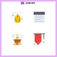 4 Flat Icon concept for Websites Mobile and Apps computer coins tabs growth education Editable Vector Design Elements