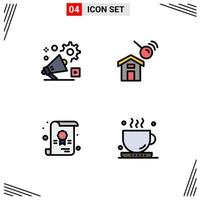 Stock Vector Icon Pack of 4 Line Signs and Symbols for campaign certificate video construction school Editable Vector Design Elements