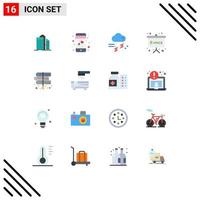 Flat Color Pack of 16 Universal Symbols of physics formula emc mobile board rainy Editable Pack of Creative Vector Design Elements