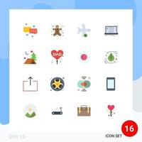 Modern Set of 16 Flat Colors and symbols such as synchronization link flight connection transportation Editable Pack of Creative Vector Design Elements