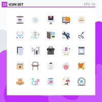 Mobile Interface Flat Color Set of 25 Pictograms of fast screen commerce monitor archive Editable Vector Design Elements
