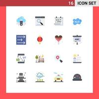 Pack of 16 Modern Flat Colors Signs and Symbols for Web Print Media such as school education page cloud gym Editable Pack of Creative Vector Design Elements