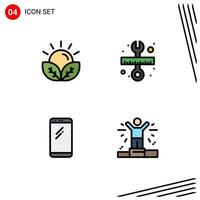 4 User Interface Filledline Flat Color Pack of modern Signs and Symbols of agriculture phone farming tool mobile Editable Vector Design Elements