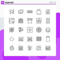 25 User Interface Line Pack of modern Signs and Symbols of seo package package led complex olive Editable Vector Design Elements