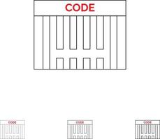 Bar Barcode Code Shopping Bold and thin black line icon set vector