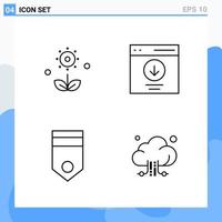 Modern 4 Line style icons. Outline Symbols for general use. Creative Line Icon Sign Isolated on White Background. 4 Icons Pack. vector