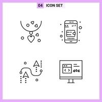 4 iconos en estilo de línea. delinear símbolos sobre fondo blanco. signos vectoriales creativos para web móvil e impresión. vector