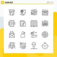 Collection of 16 Universal Line Icons. Icon Set for Web and Mobile. vector