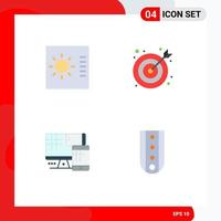 Group of 4 Modern Flat Icons Set for control education bulls eye computer insignia Editable Vector Design Elements