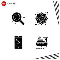 Collection of 4 Vector Icons in solid style Pixle Perfect Glyph Symbols for Web and Mobile Solid Icon Signs on White Background 4 Icons Creative Black Icon vector background