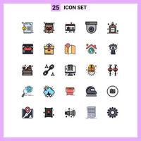 Modern Set of 25 Filled line Flat Colors and symbols such as search media online engine dome Editable Vector Design Elements
