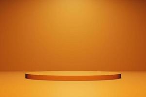 podium stand for cosmetics products on a orange background 3d scene render photo