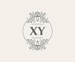 XY Initials letter Wedding monogram logos collection, hand drawn modern minimalistic and floral templates for Invitation cards, Save the Date, elegant identity for restaurant, boutique, cafe in vector