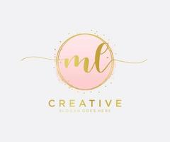 Initial ML feminine logo. Usable for Nature, Salon, Spa, Cosmetic and Beauty Logos. Flat Vector Logo Design Template Element.