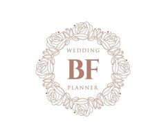 BF Initials letter Wedding monogram logos collection, hand drawn modern minimalistic and floral templates for Invitation cards, Save the Date, elegant identity for restaurant, boutique, cafe in vector