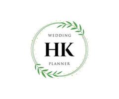 HK Initials letter Wedding monogram logos collection, hand drawn modern minimalistic and floral templates for Invitation cards, Save the Date, elegant identity for restaurant, boutique, cafe in vector