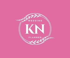 KN Initials letter Wedding monogram logos collection, hand drawn modern minimalistic and floral templates for Invitation cards, Save the Date, elegant identity for restaurant, boutique, cafe in vector