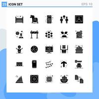 Universal Icon Symbols Group of 25 Modern Solid Glyphs of teamwork people add idea interaction Editable Vector Design Elements