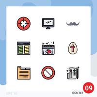 Pack of 9 Modern Filledline Flat Colors Signs and Symbols for Web Print Media such as interface communication pc columns male Editable Vector Design Elements