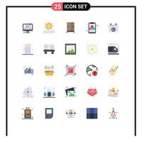 Pack of 25 Modern Flat Colors Signs and Symbols for Web Print Media such as feast geometric appliances cube hotel Editable Vector Design Elements