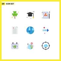 Group of 9 Flat Colors Signs and Symbols for test comparison school game pool Editable Vector Design Elements