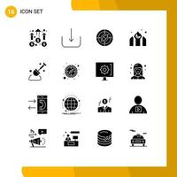 16 Universal Solid Glyph Signs Symbols of shovel ramadan navigation kareem architecture Editable Vector Design Elements