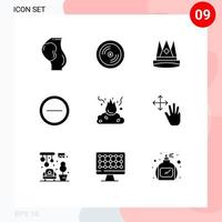 Modern Set of 9 Solid Glyphs and symbols such as user interface education achievement first Editable Vector Design Elements