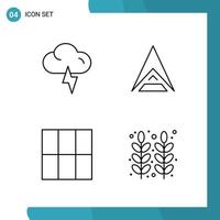 Vector Pack of 4 Outline Symbols. Line Style Icon Set on White Background for Web and Mobile.