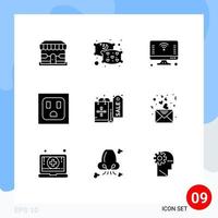 9 User Interface Solid Glyph Pack of modern Signs and Symbols of day shopping internet christmas electric Editable Vector Design Elements