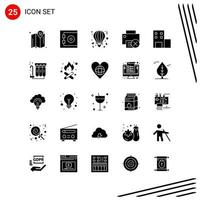 Collection of 25 Vector Icons in solid style Pixle Perfect Glyph Symbols for Web and Mobile Solid Icon Signs on White Background 25 Icons