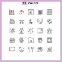 Stock Vector Icon Pack of 25 Line Signs and Symbols for drawer archive app chat write Editable Vector Design Elements