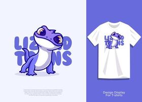 Printlizard vector illustration, flat cartoon style design, with added view on t-shirt.