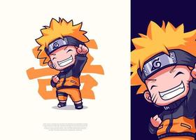 Naruto character illustration, vector icon, flat cartoon style.