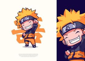 ilustración de personaje de naruto, icono de vector, estilo de dibujos animados plana. vector