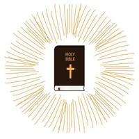 Holy bible with lights from it. Vector illustration.