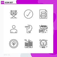 Line Icon set Pack of 9 Outline Icons isolated on White Background for Web Print and Mobile vector