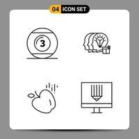 4 Black Icon Pack Outline Symbols Signs for Responsive designs on white background 4 Icons Set vector