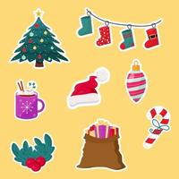 Christmas stickers set. Vector