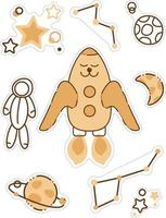 minimal cute moon sticker set kawaii doodle flat cartoon vector