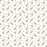 Cute pattern with a small fish. Seamless doodle pattern with fish cookies and hearts. vector