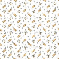 Cute pattern with a small fish. Seamless doodle pattern with fish cookies and hearts. vector