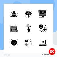 9 Universal Solid Glyphs Set for Web and Mobile Applications online content tree article system Editable Vector Design Elements