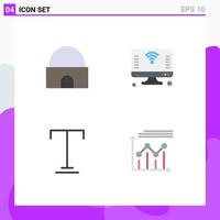 Editable Vector Line Pack of 4 Simple Flat Icons of building wifi mosque internet text Editable Vector Design Elements