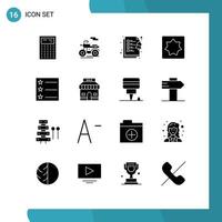 Modern Set of 16 Solid Glyphs and symbols such as sale list clipboard layout geometry Editable Vector Design Elements