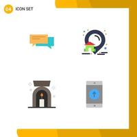 Editable Vector Line Pack of 4 Simple Flat Icons of chat location communication speech aroma spa lamp Editable Vector Design Elements