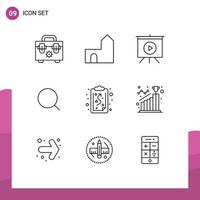 9 Thematic Vector Outlines and Editable Symbols of strategy clipboard board max magnify Editable Vector Design Elements