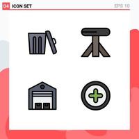 Set of 4 Modern UI Icons Symbols Signs for ecology shipping trash table warehouse Editable Vector Design Elements